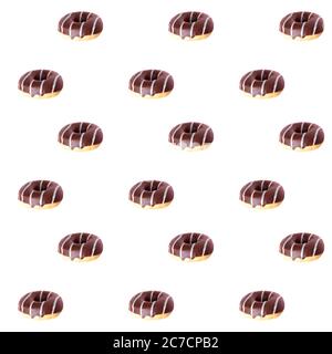 Summer pattern with chocolate donut on a light background.  Stock Photo