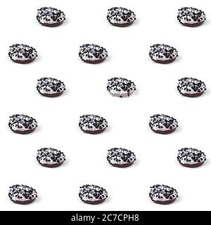 Summer pattern with chocolate donut on a light background.  Stock Photo