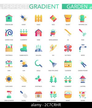 Gardening tools set outline simple minimalistic flat design vector ...
