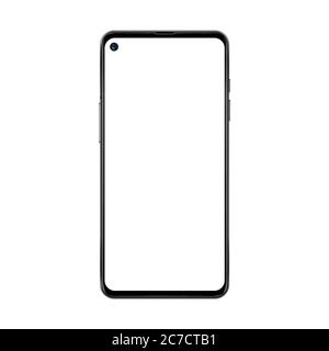 Black realistic and trendy no frame smartphone with blank white screen and separated camera isolated on white Stock Vector
