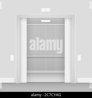 Realistic opened empty elevator hall interior vector illustration Stock Vector