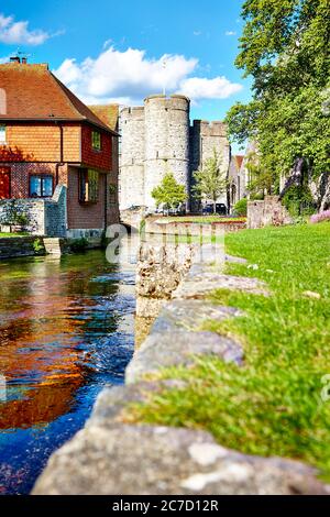 Westgate Tower in the English Medieval Cathedral town of Canterbury in Kent, England, UK Stock Photo