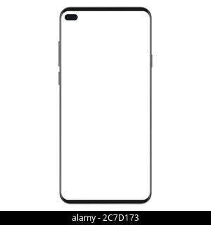 New generation version of black slim realistic no frame smartphone with blank white screen vector illustration Stock Vector