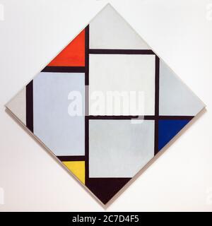 Tableau No. IV, Lozenge Composition with Red, Gray, Blue, Yellow, and Black, Piet Mondrian, 1924-1925, National Gallery of Art, Washington DC, USA, No Stock Photo