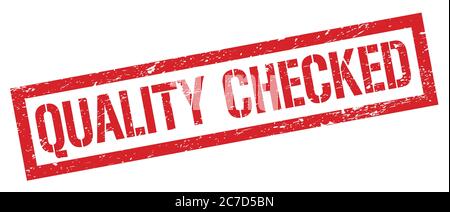 QUALITY CHECKED red grungy rectangle stamp sign. Stock Photo