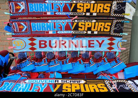 7th March 2020, Turf Moor, Burnley, England; Premier League, Burnley v Tottenham Hotspur : Matchday scarves for sale Stock Photo