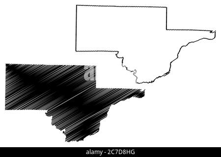 Schuyler County, Illinois (U.S. county, United States of America, USA, U.S., US) map vector illustration, scribble sketch Schuyler map Stock Vector