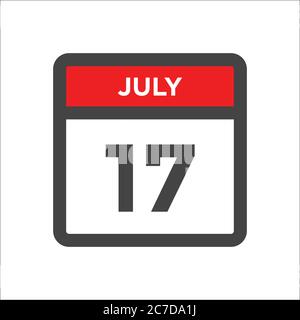 July 17 calendar icon with the day of month Stock Vector