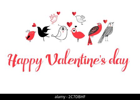 Greeting vector background with love birds on a white background. Valentine's day card. Stock Vector