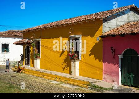 Colorful architecture of Suchitoto. Suchitoto, Cuscatlan, El Salvador Central America Stock Photo