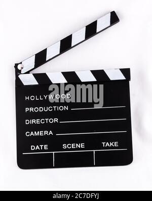 Isolated Film clapper board ready to clap open Stock Photo
