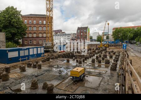 large construction site in downtown Hamburg, Germany Stock Photo