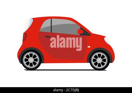 Car sharing logo, vector city micro red car. Eco vehicle icon isolated on white background. Cartoon vector illustration. Stock Vector