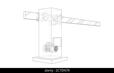 Outline Barrier gate. 3d illustration Stock Photo