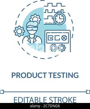 Product testing turquoise concept icon. Professional business research. Data analysis. Product management idea thin line illustration. Vector isolated Stock Vector