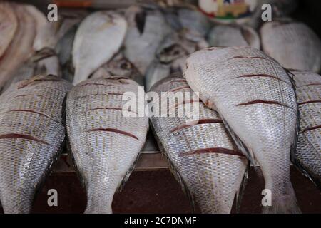 fresh fish at the market in Mindelo, Sao Vicente, Cape Verde Stock Photo