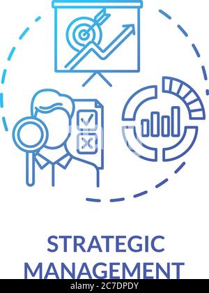 Strategic management blue gradient concept icon. Commerce research. Financial analysis for business. Product management idea thin line illustration. V Stock Vector