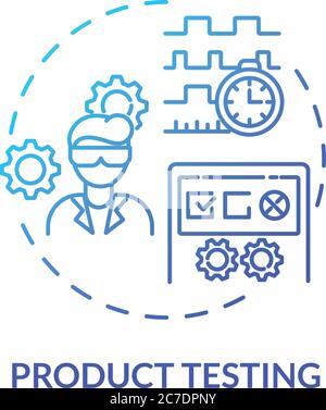 Product testing blue gradient concept icon. Professional business research. Data analysis. Product management idea thin line illustration. Vector isol Stock Vector