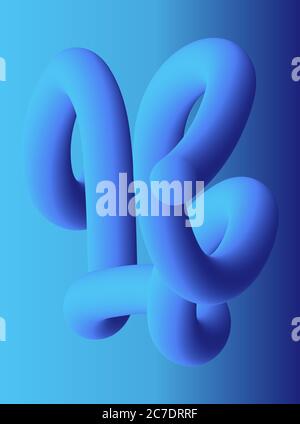 Modern fluid wavy abstract shape gradient composition for poster, banner, flyer or promotion. Liquid blue worm 3d futuristic style. Stock Vector
