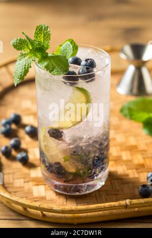 Boozy Sweet Blueberry Mojito with MInt and Rum Stock Photo