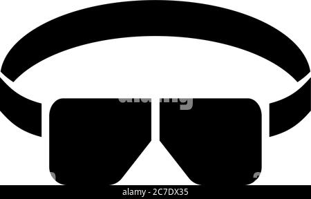 Welder Glasses Tinted, Goggles Elastic Band. Flat Vector Icon illustration. Simple black symbol on white background. Welder Glasses Tinted, Goggles si Stock Vector