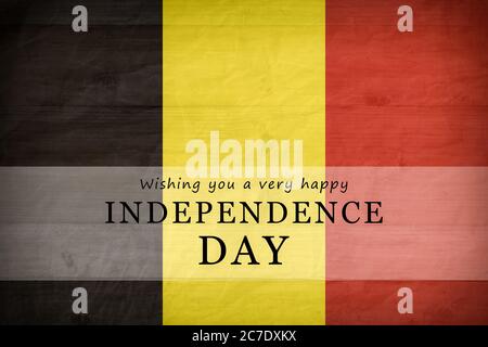 Belgium National flag background. Independence Day text card. Stock Photo