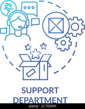 Support department blue gradient concept icon. Tech help for customers. Helpline for consumers. Product management idea thin line illustration. Vector Stock Vector