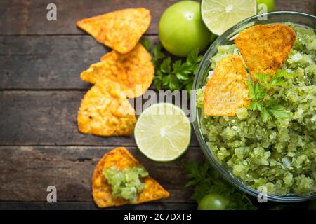 Green salsa verde Stock Photo