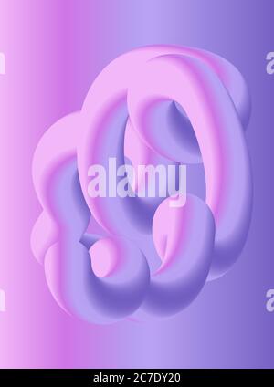 Modern fluid wavy abstract shape gradient composition for poster, banner, flyer or promotion. Liquid pink worm 3d futuristic style. Stock Vector