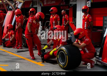 Hungaroring, Budapest, Hungary. 16th July, 2020. F1 Grand Prix of Hungary, drivers arrival and track inspection day; Mechanic of Scuderia Ferrari Mission Winnow Credit: Action Plus Sports/Alamy Live News Stock Photo