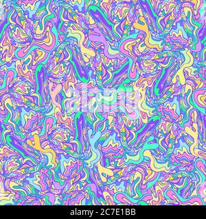 Bright colorful psychedelic waves abstract trippy seamless pattern. Stock Vector