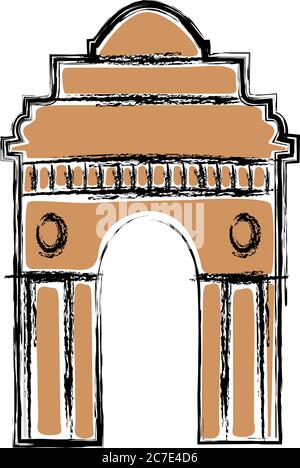 India Gate Vector Sketch Illustration War Memorial, New Delhi, I - Fotonium-saigonsouth.com.vn