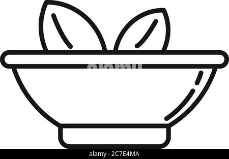 Garden leaf medical bowl icon. Outline garden leaf medical bowl vector icon for web design isolated on white background Stock Vector