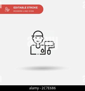 Painter Simple vector icon. Illustration symbol design template for web mobile UI element. Perfect color modern pictogram on editable stroke. Painter Stock Vector