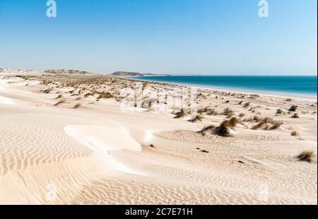 In oman arabic sea the hill near sandy beach sky and mountain Stock ...