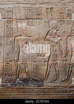 ancient egyptian gods in a wall painting of luxor temple Stock Photo