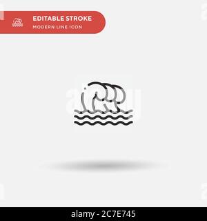 Wave Simple vector icon. Illustration symbol design template for web mobile UI element. Perfect color modern pictogram on editable stroke. Wave icons Stock Vector