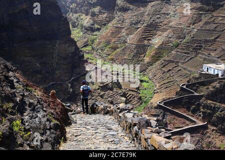 Trekking to Cruzinha, Santo Antao island, Cape Verde Stock Photo