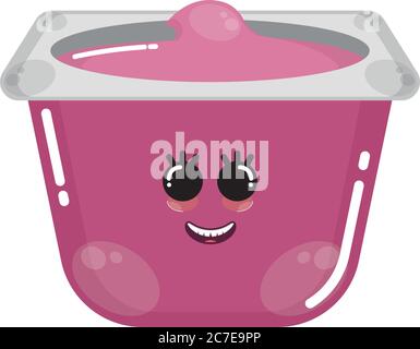 Cartoon icon of a happy pudding cup. Dairy product icon - Vector Stock Vector