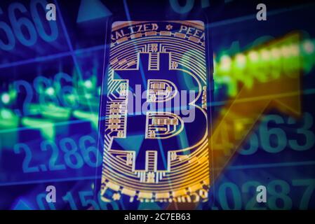 Poland 16th July In This Photo Illustration A Multiple Exposure Image Shows A Santander Bank Logo Displayed On A Smartphone With Stock Market Percentages On The Background Credit Omar Marques Sopa Images Zuma