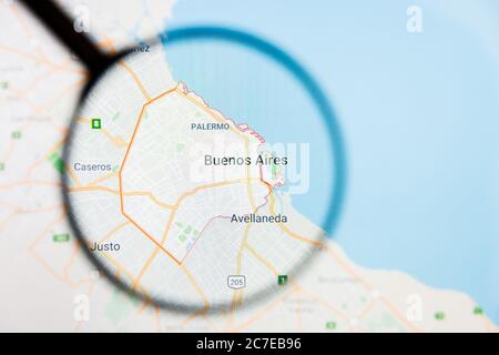Buenos Aires, Argentina city visualization illustrative concept on display screen through magnifying glass Stock Photo