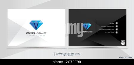 Business card template with company logo in CMYK mode, with barcode, ready to print and fully edi Stock Vector