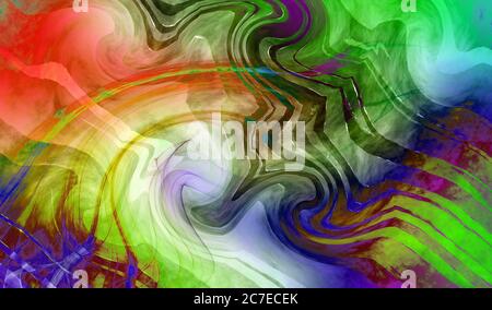 digital painted abstract design,colorful grunge texture,fractal art,psychedelic illustration Stock Photo