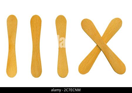Ice lolly sticks isolated on white background Stock Photo