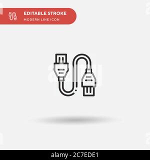 Hdmi Cable Simple vector icon. Illustration symbol design template for web mobile UI element. Perfect color modern pictogram on editable stroke. Hdmi Stock Vector
