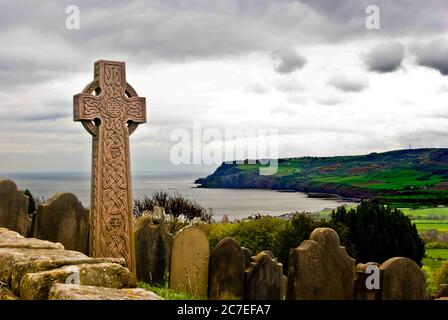 Celtic cross, Robin Hood's Bay, England Stock Photo