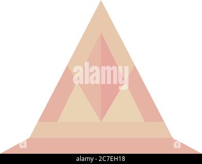 geometric pyramid shape icon over white background, line style, vector ...