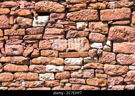 Old red sandstone outside wall. Stock Photo