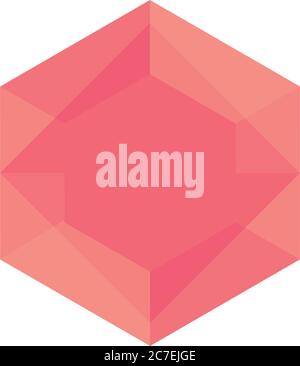 geometric rhombus and hexagons shape icon over white background, line ...