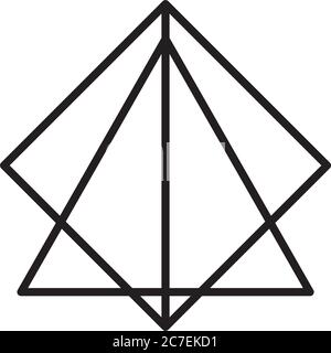geometric rhombus shape icon over white background, line style, vector ...